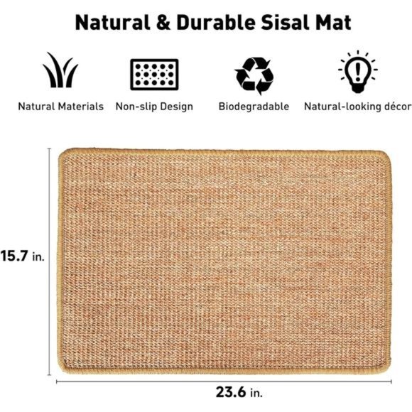 Cat Scratcher Mat, 23.6 X 15.7 Inch Natural Sisal Cat Scratch Mats, Horizontal - Picture 4 of 7
